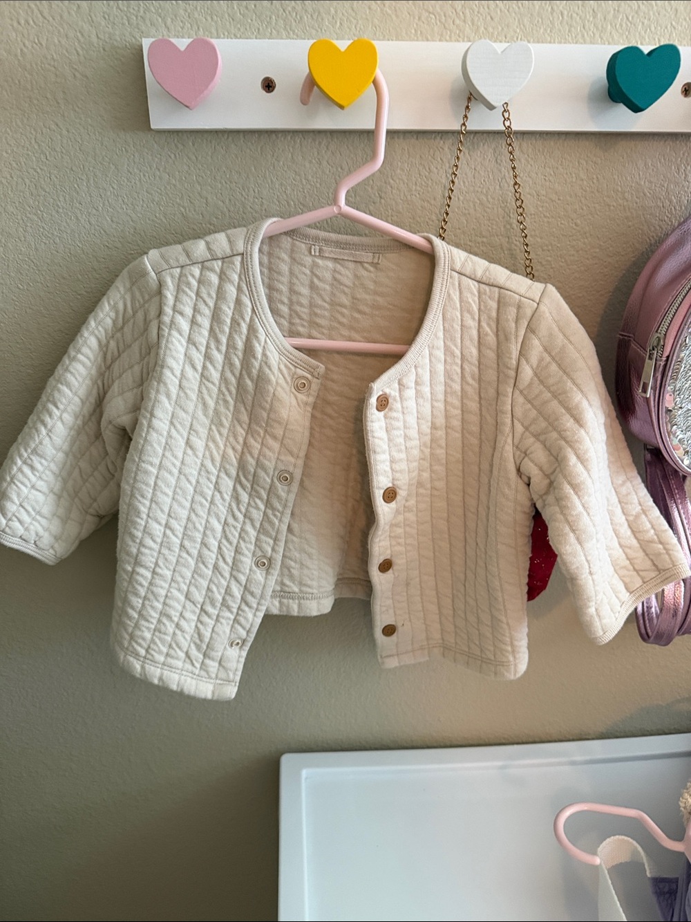 Uniqlo Cream Quilted Baby Jacket - Button Front